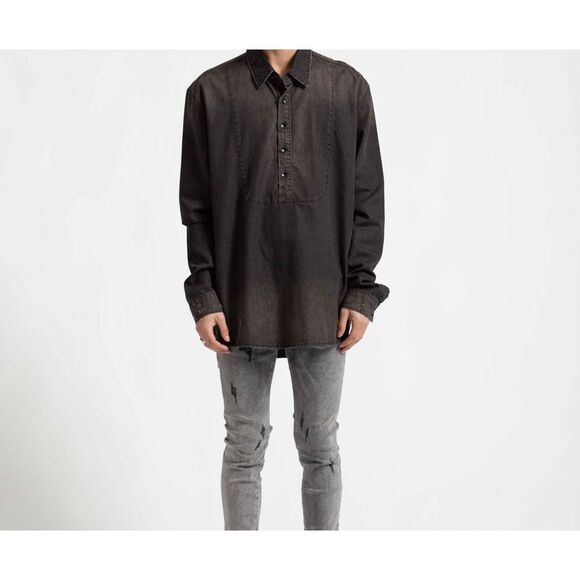 One Teaspoon Distressed DENIM PULL ON SHIRT -Men’s - Picture 1 of 14